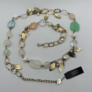 R.J. Graziano Gold Tone Multi Stone Statement Necklace Leaves NWT